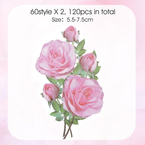 120Pcs Flower Stickers for Scrapbooking, Transparent Floral Stickers Set for Scrapbook Supplies,Craft, Card, Laptop, (60 Styles) (Purple Theme) in Saudi Arabia
