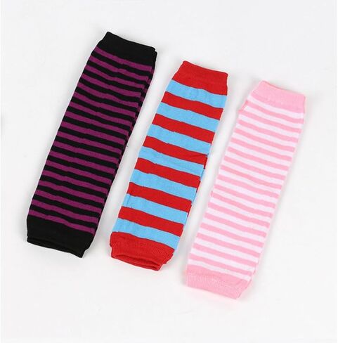 Womens Striped Knee High Socks Stockings Arm Warmer Fingerless Gloves Thumbhole Stretchy Gloves Set (Pink white) in Saudi Arabia
