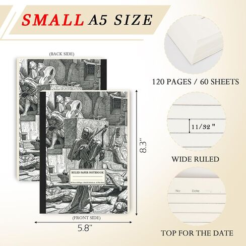 qianshan 5.8"x8.3" A5 Small Size Travel Journal Notebook, Wide Ruled Notebook Paper, 120 pages/60 Sheets, Journal Subject Notebooks for Work, Office Note Taking. Aesthetic Composition Cactus in Saudi Arabia