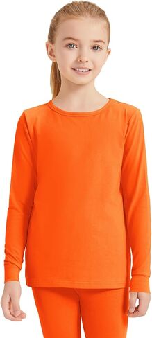 Girls' Basic Soft Long Sleeve Round Neck Cotton T-Shirt Kids Solid Tee Tops for Toddler to Youth 3-12 Years in Saudi Arabia