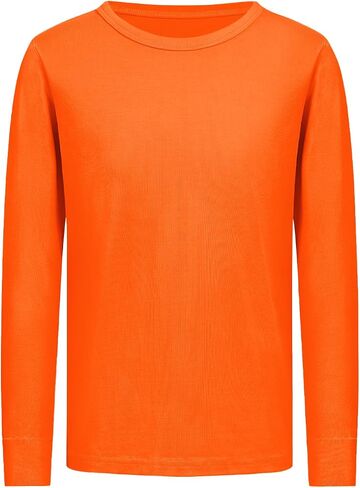 Girls' Basic Soft Long Sleeve Round Neck Cotton T-Shirt Kids Solid Tee Tops for Toddler to Youth 3-12 Years in Saudi Arabia