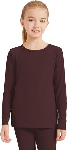 Girls' Basic Soft Long Sleeve Round Neck Cotton T-Shirt Kids Solid Tee Tops for Toddler to Youth 3-12 Years in Saudi Arabia