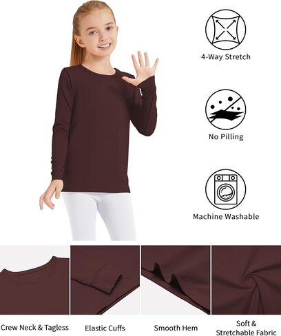 Girls' Basic Soft Long Sleeve Round Neck Cotton T-Shirt Kids Solid Tee Tops for Toddler to Youth 3-12 Years in Saudi Arabia