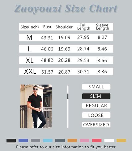 Zuoyouzi Men's Short Sleeve Casual Slim Fit Polo Shirts Basic Designed Classic Cut Cotton Shirts in Kuwait