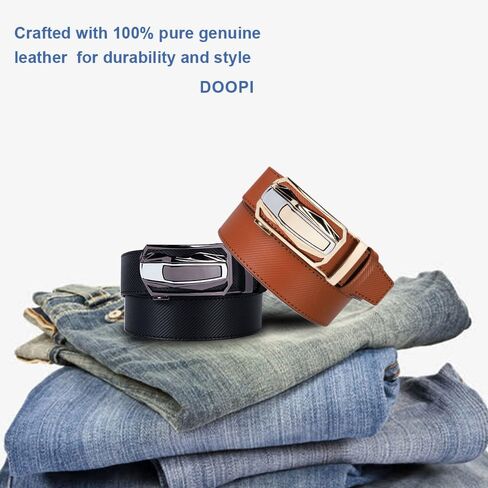 DOOPAI Men's Ratchet Leather Belt Set - 2 Pack Sliding Belt Adjustable For Gift Mens Dress Casual 1 3/8",Cut for Fit in Saudi Arabia