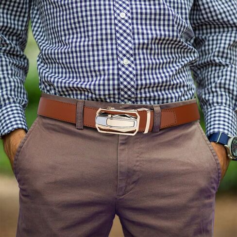 DOOPAI Men's Ratchet Leather Belt Set - 2 Pack Sliding Belt Adjustable For Gift Mens Dress Casual 1 3/8",Cut for Fit in Saudi Arabia