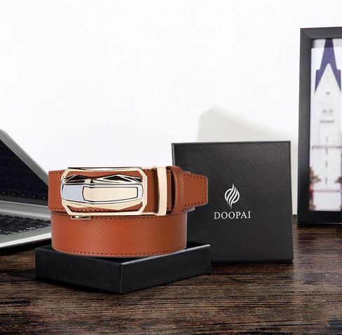 DOOPAI Men's Ratchet Leather Belt Set - 2 Pack Sliding Belt Adjustable For Gift Mens Dress Casual 1 3/8",Cut for Fit in Saudi Arabia