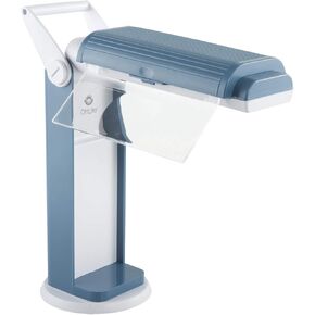 OttLite 13 Watt Magnifier Task Lamp with 2X Magnification and Swivel Base, Dark Blue