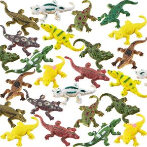 24 Pieces Crocodile Toy 2.75 Inch Alligator Toy Simulation Realistic Crocodile Toy Plastic Alligator Wild Life Jungle Animal Model Figure Toy Alligators Crocodiles for Christmas Boy GIF