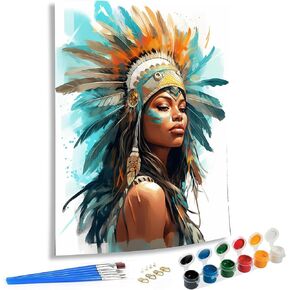 SKRYUIE Paint by Numbers Kit for Adults Beginner African Woman, Acrylic African American Oil Painting by Numbers Kits with PaintBrushes Paintwork Art Crafts Canvas for Home Decor 16x20 inch d