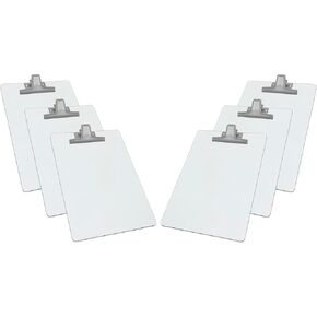 Acrimet White Clipboard Letter Size A4 (13" x 9 1/16") Premium Metal Clip (Hardboard) (Silver Clip) (6 Pack)