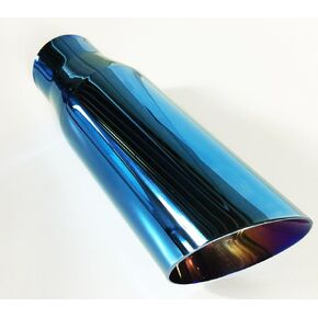 Exhaust Tip 4.00" Dia OD 3.00" Dia ID X 12.00" Long 2.50" Inlet W40012-250-DWB Slant Double Wall 304 Stainless Steel Burned Color Blue Wesdon Exhaust Tip