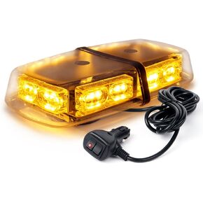 Xprite Amber Yellow 36 LED Rooftop Emergency Strobe Lights Mini Bar 16 Flashing Modes Warning Beacon Light w/Magnetic Base for Law Enforcement Hazard Vehicles Trucks Snow Plow Construction Cars