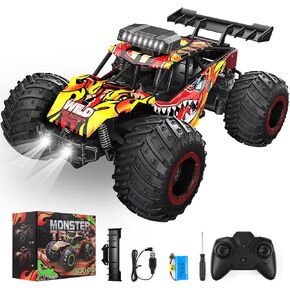 Remote Control Car, RC Truck for Boys 5-12, High Speed All Terrain Kids Toys, Monster Truck for Boys Girls, RC Truck with Car Body Lights & Headlights for Christmas Halloween Thanksgiving
