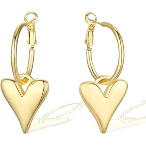 Heart Dangle Earrings for Women Huggie Earrings for Women Lightweight Heart Hoop Earrings for Women Heart Cubic Zirconia Earrings Drop Earrings Fashion Trendy Jewelry