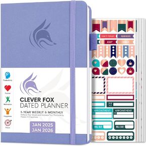 Clever Fox Dated Planner 2025-2026 – Weekly Life Planner Notebook for Goal Setting & Time Management – Planner with Habits Tracker, to-do List & Dated Pages – A5, Lasts 1 Year (Forest Green)