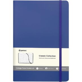 Comix Lined Journal Notebooks, 4 Pack, 176 Pages, 5.5 x 8.3", 100gsm Thick Paper, A5 Hardcover Notebooks with Pen Loop and Inner Pocket, for School Business Office College