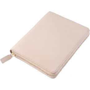 B6 Zipper Leather Planner Cover for Stalogy, Midori, Leuchtturm1917 and More - with Pen Loop, Card Slots and Back Pocket (Black)