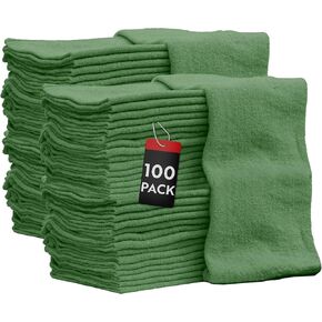 Nabob Wipers Auto Mechanic Shop Towels 100 Pack Bulk Rags 100% Cotton Commercial Grade Shop Rags Size 14"x14" (100 Pack, Blue)
