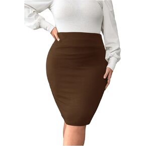 Verdusa Women's Plus Size Knee Length High Waist Bodycon Business Pencil Skirt