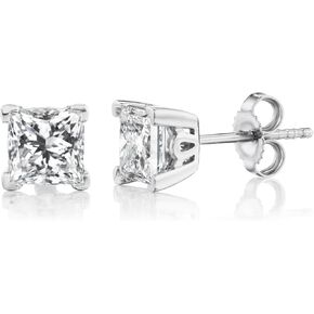 1/2 to 2 Carat Princess Cut Lab Grown Diamond Classic Square Stud Earrings for Women I 14k Gold Earrings (G-H, VS1-VS2, 0.50 to 2.00 cttw) Fancy Shape 4-Prong Setting Push Back Studs by Carbon Atelier