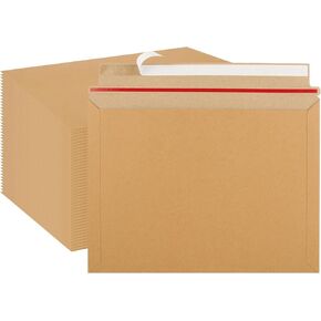 50 Pack 9.5 x 12.5 Inch Rigid Mailers, Self Seal Photo Document Mailer Kraft Cardboard Mailing Envelopes Stay Flat Mailers for CD, Photos, Document, Pictures, Papers, Files, Brown