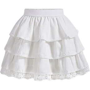 Women's Contrast Lace High Waisted Layered Skirt Flowy Casual Mini Skirt