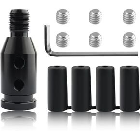 محول مقبض ناقل الحركة M12x1.25 مع خرطوم بلاستيكي بأربعة أحجام، محول مقبض ناقل الحركة العالمي لمعظم غطاء مقبض ناقل الحركة اليدوي غير الملولب، موصل مقابض نقل عصا مريح (أسود)