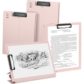 NatureTouch Plastic Clipboard 4 Pack - A4 Letter Size Clipboards for Nurses, Students, Office and School, Clipboard with Pen Holder and Metal Clip(Pink)