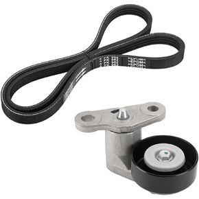 Drive Belt Tensioner Pulley Assembly with Belt - Compatible for Chevrolet Express Suburban Silverado, for GMC Savana Sierra Yukon XL, for Cadillac Escalade ESV EXT 2002-2008 - Replace Part 19311139