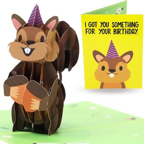 Funny Birthday Card - 3D Pop Up Squirrel 5x7 Inch - Unique Pop Up Funny Birthday Cards for Men and Women - Birthday Gift - Humorous Greeting Card for All Ages