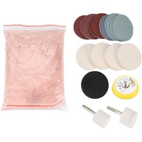 Walfront Glass Polishing Kit Cerium Oxide Powder Felt Polishing Wheel Scratch Removal Set Tool