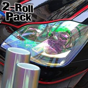 Chameleon High Gloss Vinyl Headlight Foglight Wrap Wet Tint Adhesive 12" x 24" 2-Roll Pack (Sapphire Blue)