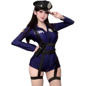JasmyGirls Halloween Police Costume for Women Anime Cop Cosplay Outfit with Belt, Hat, Walkie-Talkie for Adult
