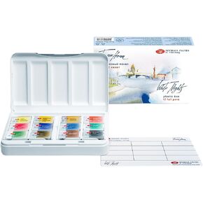 White Nights Extra Fine Artists Grade Professional Watercolors paint set 12 full 2.5ml pans in a Plastic Box by Nevskaya Palitra