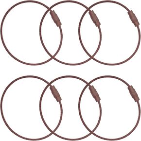 Mini Skater 5.9 Inch Wire Keychain Cables Key Rings Travel Luggage Tags Steel Loops for Keys Cards Dog Collars Cruise Accessories (6, Brown)