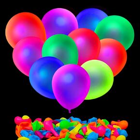 110 Pcs UV Neon Balloons, Neon Glow Party Balloons 7 Colors Glow Balloons Glow in the Dark Balloons for Blacklight Party Birthday Wedding Neon Party Supplies and Decorations