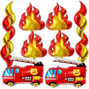 6 Pcs Fire Balloons Flame Balloons Fire Truck Balloons for Firefighter Party Favors Firefighting Theme Kids Birthday Party Decoration Supplies in Kuwait