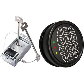 Safe Lock Replacement, Solenoid Lock with 2 Override Keys Black keypad Gun Safe Electronic Lock for Home and Office Safe