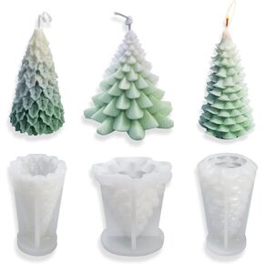 Christmas Tree Silicone Mold 3D Candle Molds for Making Tree Shaped Silicone Epoxy Resin Mold 3D Christmas Pine Tree Silicone Mold for Epoxy Resin Casting DIY Aromatherapy Candles Wax Gift Decoration
