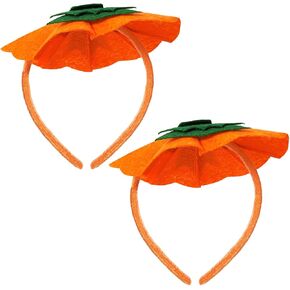YAXAMING 2 Pcs Halloween Pumpkin Headband Green Leaf Pumpkin Hair Hoops Orange Headpiece Hairband Hair Bands Women Christmas Cosplay Holiday Festival Parade Wedding Dress Up Birthday Party Accessories