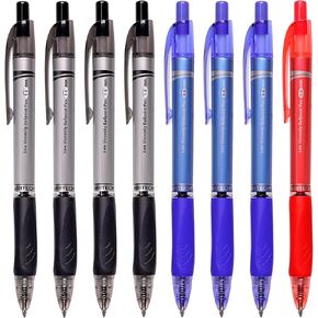 WRITECH Ballpoint Pen Medium Point: 1.0mm Retractable Black Blue Red Ink Color 8ct Smooth Writing Low Viscosity Ink Ballpoint Pens