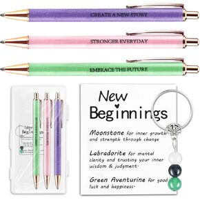 Going Away Gifts for Coworkers - Crystal Keychain & Fancy Pen Set for Women's New Beginnings & Farewells