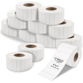 4" x 3" Direct Thermal Shipping Labels, Replacement for Adhesive Address Barcodes Postage Labels Compatible with Rollo, Zebra and Other Desktop Label Printers (12 Rolls, 500 Labels/Roll)