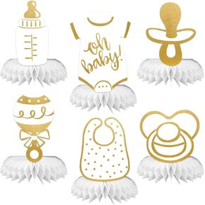 6pcs Baby Shower Centerpieces for Neutral Gold Baby Shower Decorations Oh Baby Honeycomb Gender Neutral Baby Shower Decorations Table Decorations