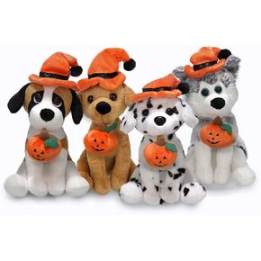 Plushland Halloween Pawpals 8 inches Puppy Dog Plush Stuffed Toy Comes with Hat and Halloween Jack O Lantern - Pumpkin for Kids on This Holiday (Labrador)