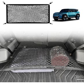 BestEvMod Cargo Envelope Style Mesh Net Compatible with Kia EV9 2024 Accessories Extra Strong Hook Stretchable Trunk Organizer Cargo Net Elastic Mesh with Hooks