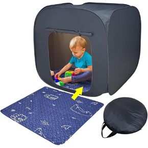 Sensory Tent for Kids Calm Down Corner Pop-Up Blackout Tent Autistic Autism SPD Anxiety ADHD Sen ASD Children Hideout to to Play and Relax Improve Focus Portable Sensory Room（Mat Included）