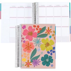 Erin Condren Amazon Exclusive Coiled Undated LifePlanner - Popping Petals Classic Cover, Platinum Coil