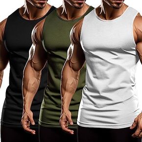 COOFANDY Men's 3 Pack Workout Tank Tops Sleeveless Gym Shirts Bodybuilding Fitness Muscle Tee Shirts